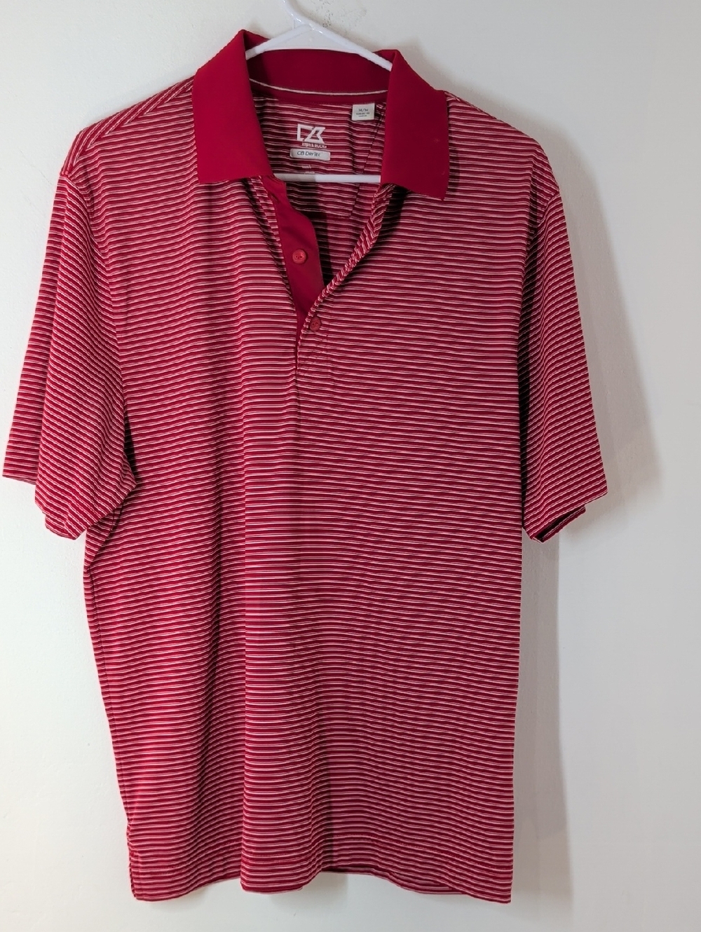 Able Men's Red and White Striped Polo